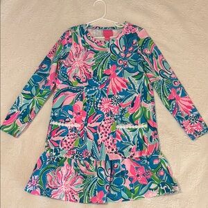 Lilly Pulitzer girls Colorful Floral Long Sleeve Dress. So comfy. Worn one time.